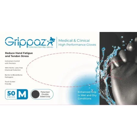 Grippaz RĘKAWICE NITRYLOWE OCHRONNE GRIPPAZ 2445 CZARNE 5,5G (OP. 50 SZT) ROZM M